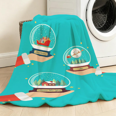 Jeté transparent en flanelle molletonnée, imprimé père Noël simple
