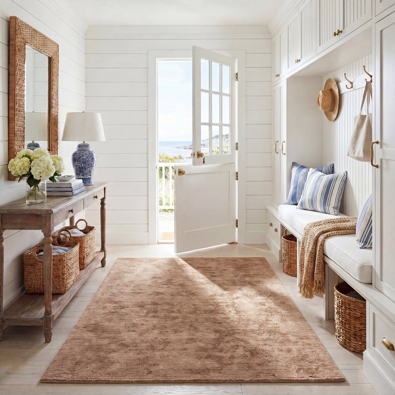 Jimeny Hand Tufted Jute Cotton Rug in Natural, Rectangle 5' x 8'