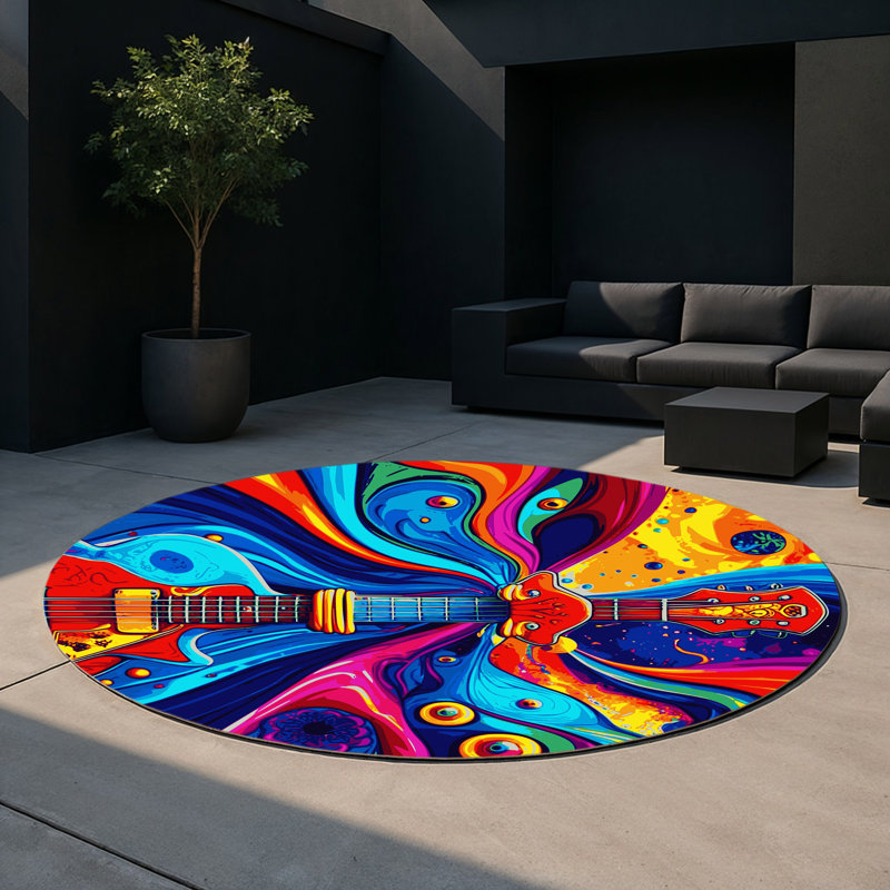 Shimmer Flux Indoor And Outdoor Area Rug, Round 5'