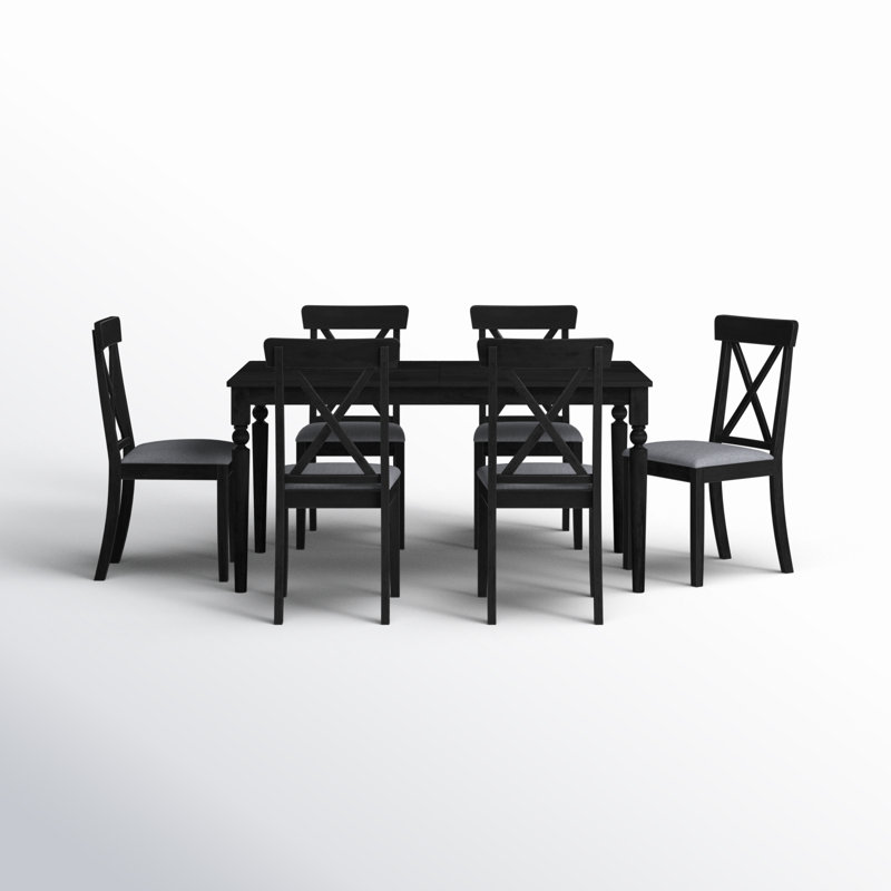 Arcuri 6 - Person Four Leg Dining Set, Black