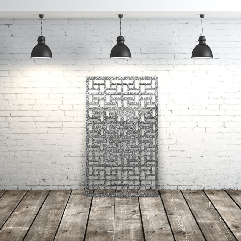 Panneau d'intimité géométrique en aluminium brique découpé au laser - Art mural extérieur thermolaqué en métal, paravent de clôture décoratif pour clôture de jardin