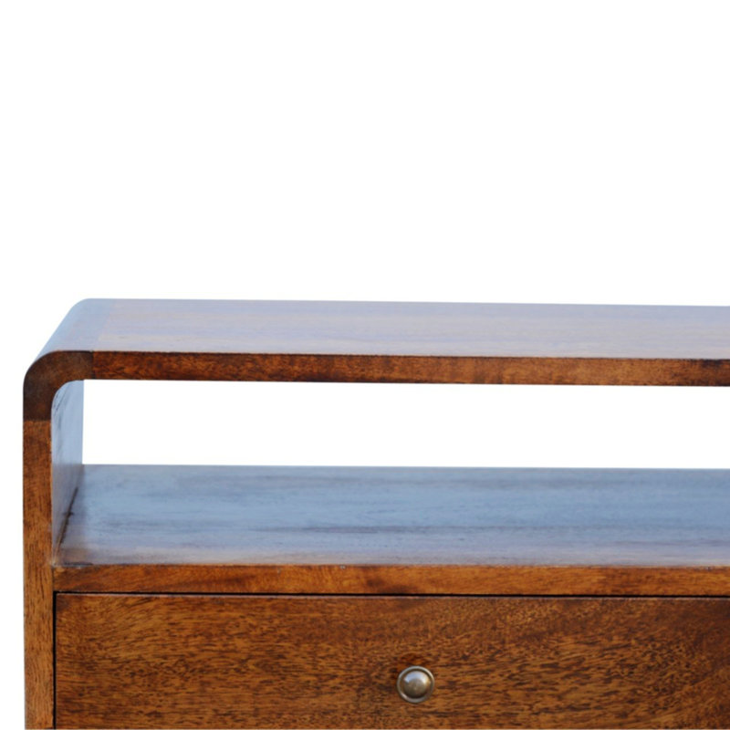 Crédence de rangement en bois massif Charie, Rouge / Brun