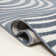 Amorra High-Low Abstract Groovy Striped Dark Blue/Cream Indoor/Outdoor Rug