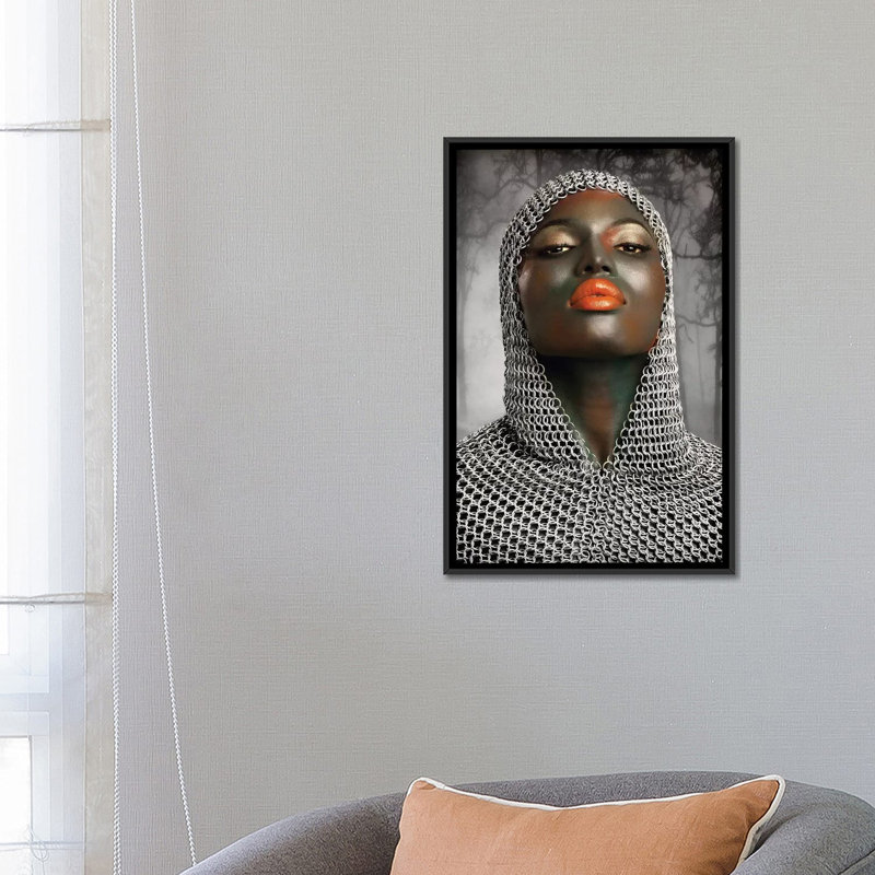 «The Warrior», impression sur toile, H 26 po x l 18 po x P 1,5 po, Toile encadrée noire, Pas de tapis