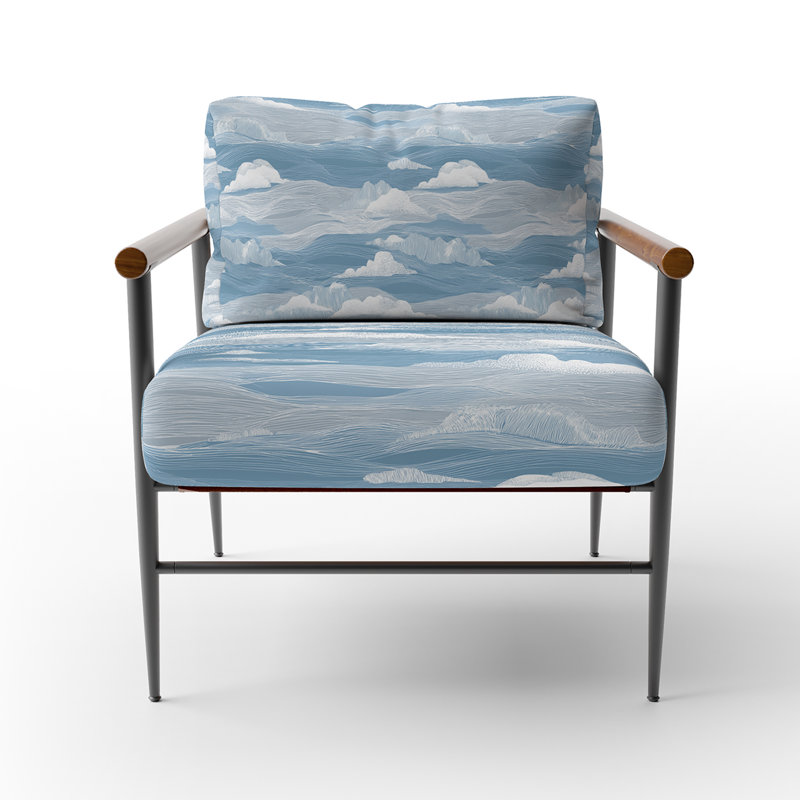 Chaise rembourrée Abstract, Bras ronds bruns