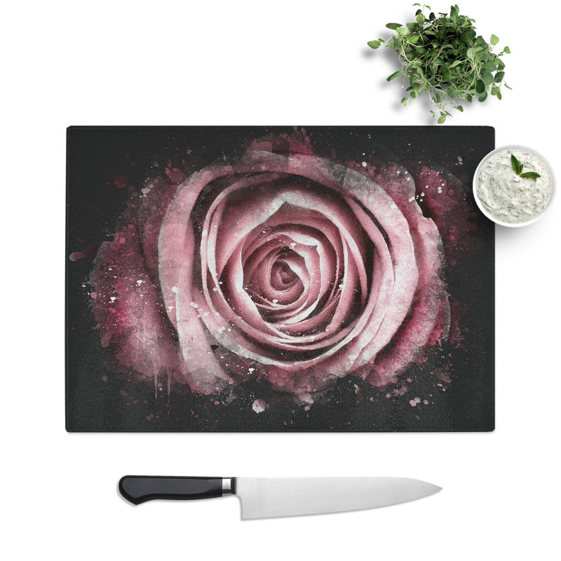 Rose Flower Vol.2 Paint Splash Chopping Board, 0.4cm H x 28.5cm W x 39cm L