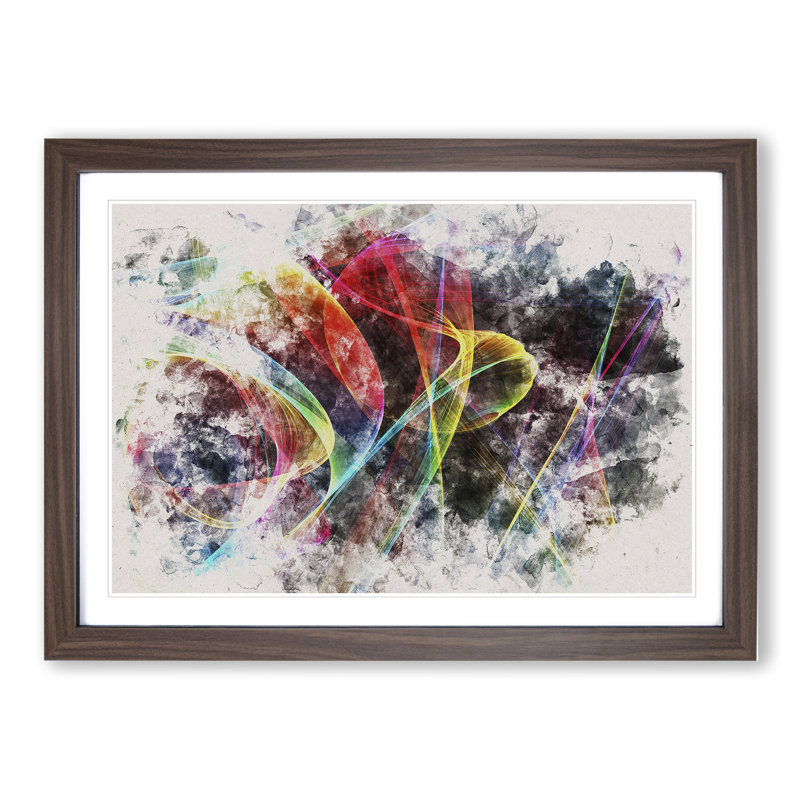 Rainbow Smoke Vol (2) - Picture Frame Painting, 65cm H x 90cm W x 2cm D, Walnut Framed