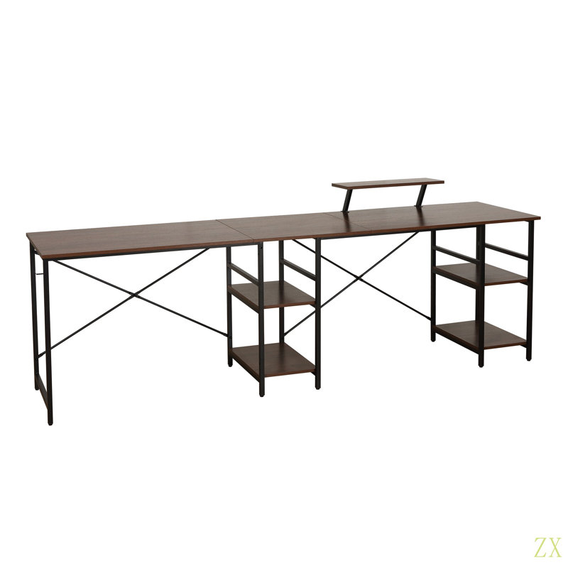 Bureau en L avec tablettes de rangement