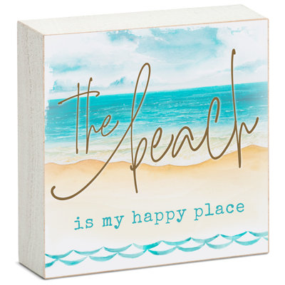 Beach My Happy Place Wood Box Sign