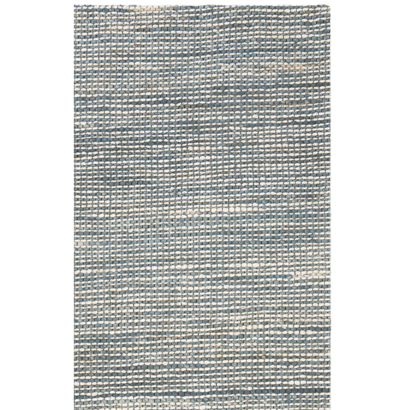 Tapis bleu / ivoire tissé à plat à la main Zaragoza, Rectangle 8 pi x 10 pi