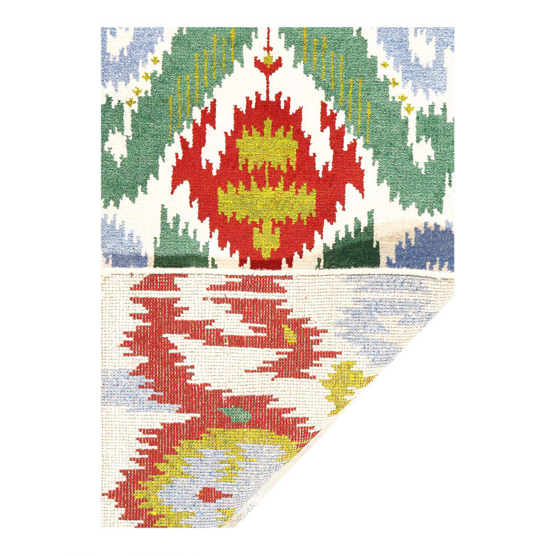 Multi color Ikat Design Rug 2'X 3'