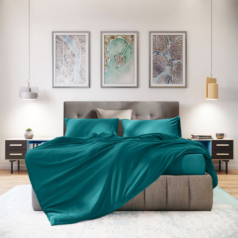 Lockland Extra Softness Premium Microfiber Bedding Set, Blue Green