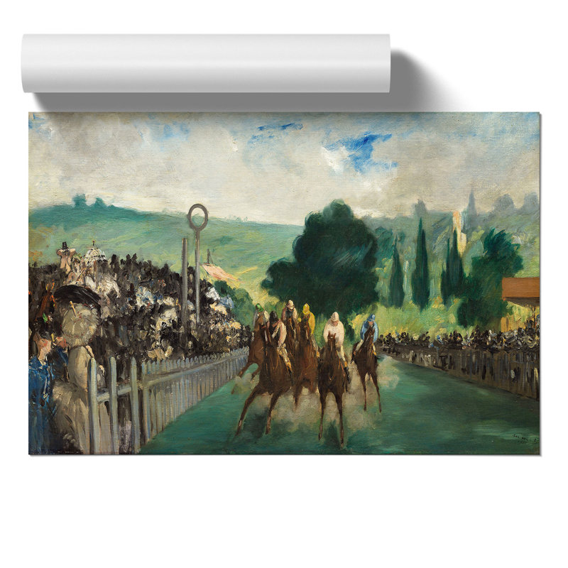 The Races At Longchamp by Edouard Manet - No Frame Painting, 42cm H x 59cm W x 0.1cm D