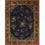 Tapis rectangulaire chinois en laine noué à la main de style antique années 1920 bleu art déco