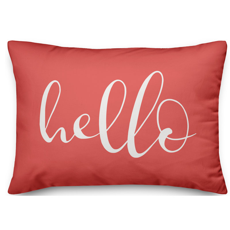  Hello Outdoor Rectangular Pillow Cover & Insert, Coral