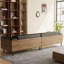 Canapé extra profond en similicuir noir à 4 places, accoudoirs carrés de 270 cm (106,3 po) avec garniture en bois massif et 2 coussins.