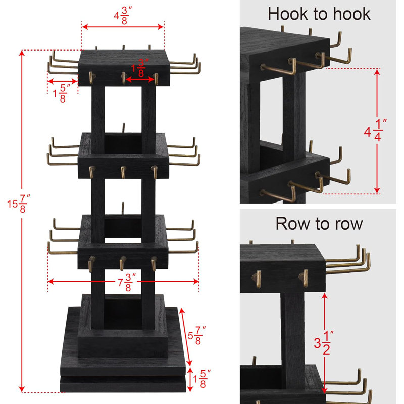 Charmarkco Wood Rotating Jewelry Display, Black