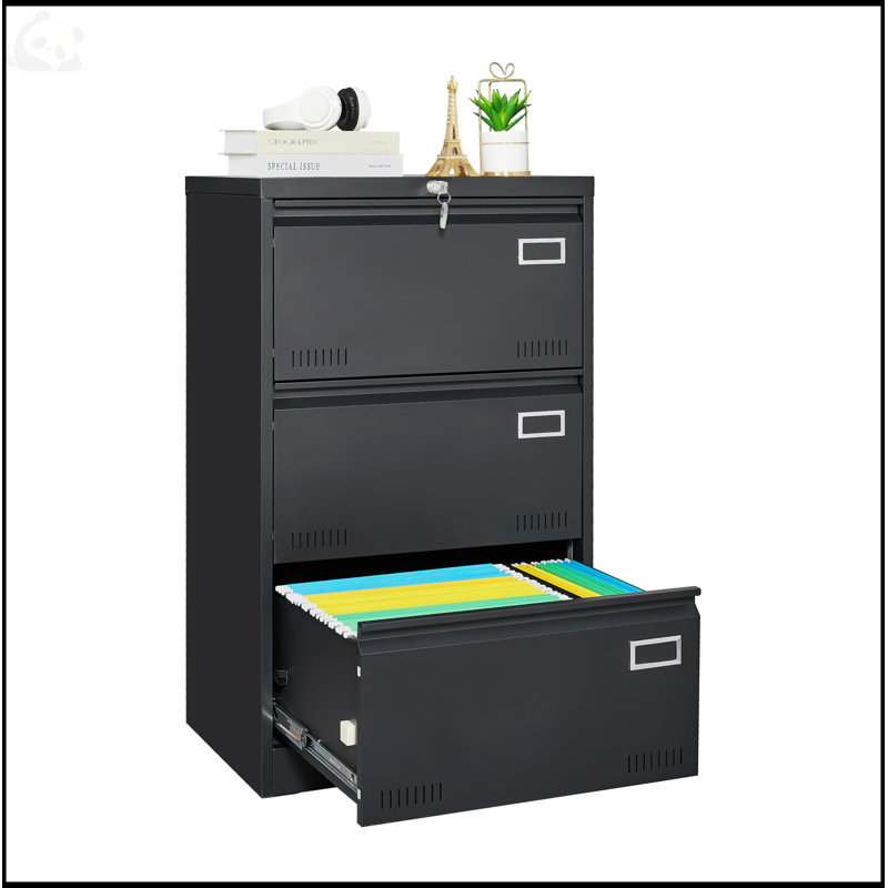 Filing Cabinet Lateral File Cabinet 3 Drawer,Filing Cabinets with Lock, Black