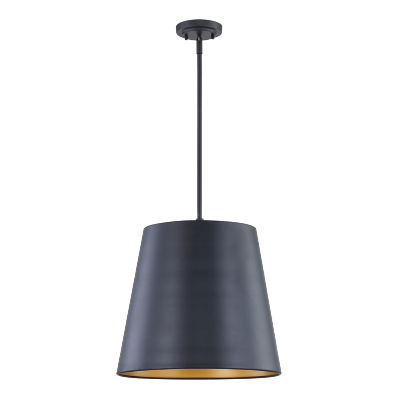 Luminaire suspendu 3 lumières Latitude Mat Edgecliffe noir mat avec abat-jour en acier noir Latitude Run®, Noir mat