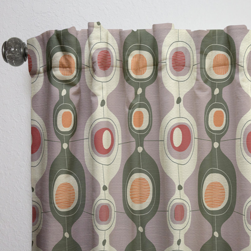 Panneau de rideau simple semi-diaphane avec passe-tringle Mid-Century Design, l 52 po x L 95 po