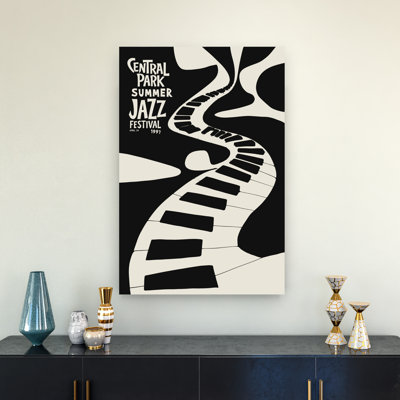 Central Park Jazz Festival Abstract Retro Vintage City Wall Art Print 1 Piece Wrapped Canvas Wall Art