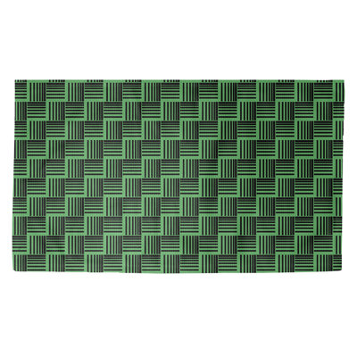 Tapis décoratif à rayures tressées de couleur verte