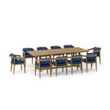 Outdoor 11 - Piece Teak Dining Set with Cushions