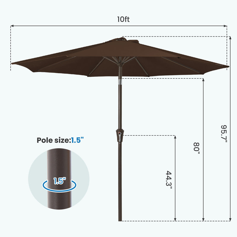 Parasol de marché inclinable Germar, Brun, H 95,7 po x l 120 po x P 120 po