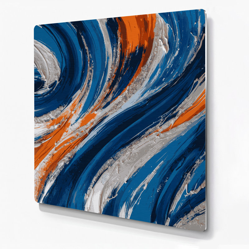 «Lyrical Abstraction 54», art mural en métal bleu, H 8 po x l 8 po