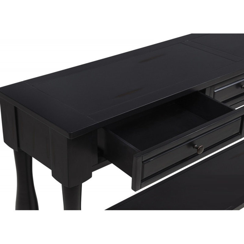 Console extra épaisse de 160 cm avec tiroirs et tablette, fini de style méditerranéen, idéale pour le salon, autoportante, avec 3 tiroirs pratiques, pour le corridor, assemblage requis.