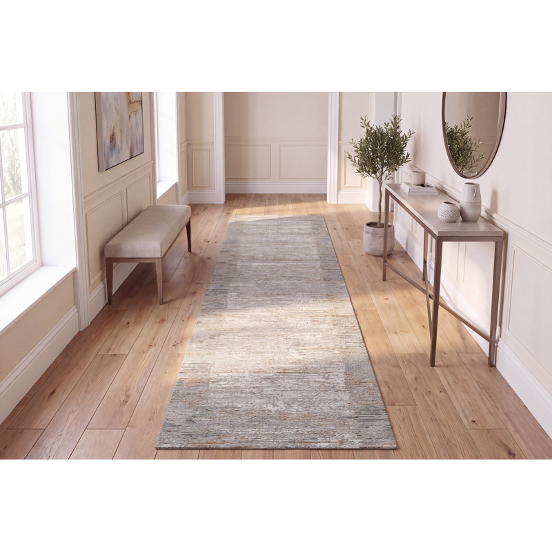Tapis ivoire / gris Hayaa, Tapis de couloir 2 pi 2 po x 7 pi 7 po