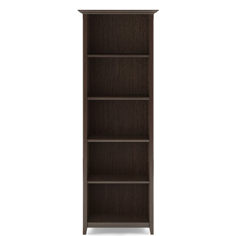 Bibliothèque de style transitionnel en bois massif de 72 po de hauteur Acadian, Brun brunette