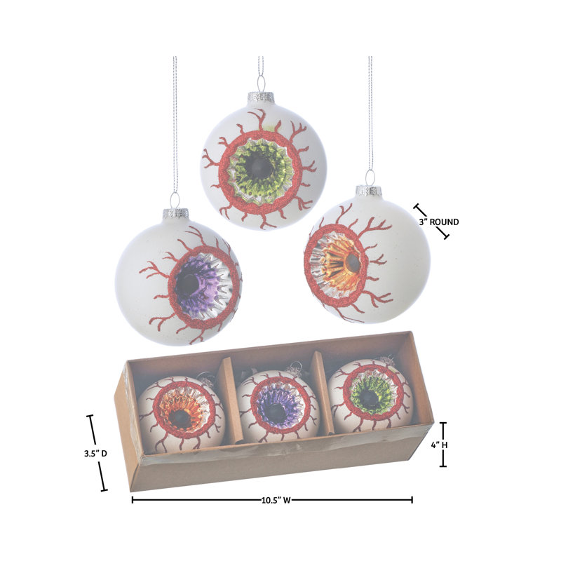 Ornement globe oculaire en verre 3 po Halloween
