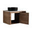 Meuble-lavabo mural de 36 po pour salle de bain, lavabo d'art en céramique, tablettes de rangement, charnières à fermeture douce, 45 poignées cachées, abat-jour imitation chêne