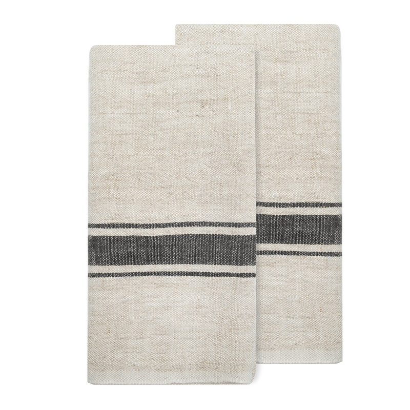 Cangelosi Stripe Tea Towel Kitchen Towel, Black/Natural