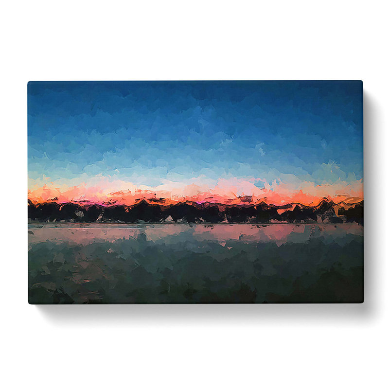 Fuchsia Sky Above the Mountains in Abstract - Wrapped Canvas Graphic Art Print, 35cm H x 50cm W x 3cm D
