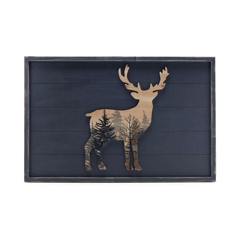 Décoration murale forêt en bois de cerf, H 24 po x l 36 po x P 1,2 po