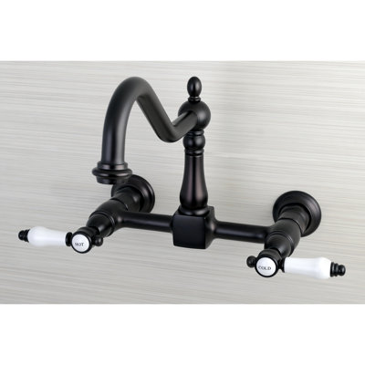 Kingston Brass Essex Double-Handle Wall-Mount Bridge Kitchen Faucet