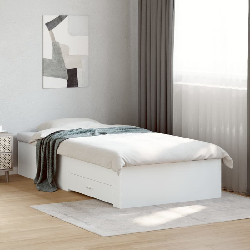 Vidaxl Bed Frame With Drawers Engineered Wood, 100 x 200cm, White