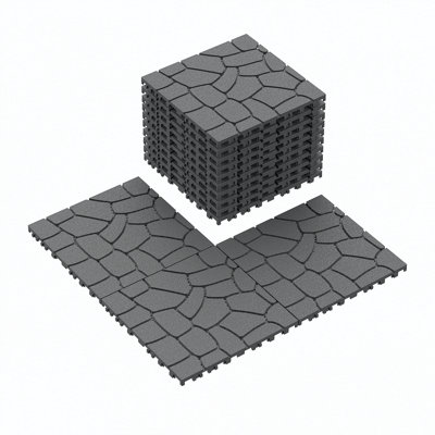 Nouvelle tuile de patio de 12 po à texture de pierre, tuiles de terrasse à emboîtement de module de bricolage, tuiles de cour faciles et rapides à installer pour le porche de la cour arrière du balcon de la piscine 44 pièces GRIS FONCÉ