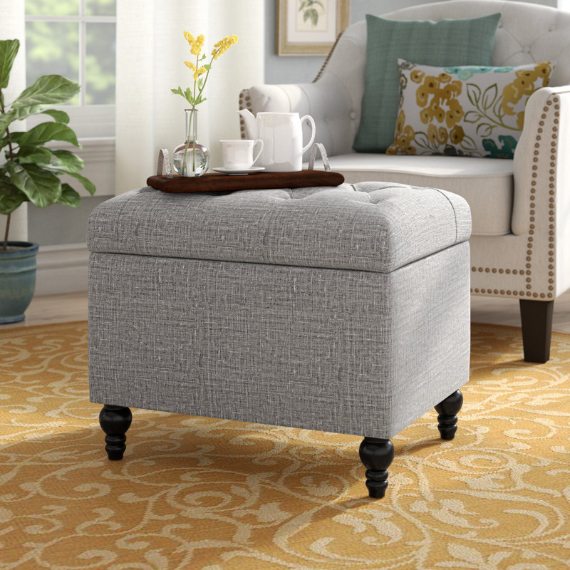 Repose-pieds avec rangement Chubbuck, 100% polyester gris moyen, Noir