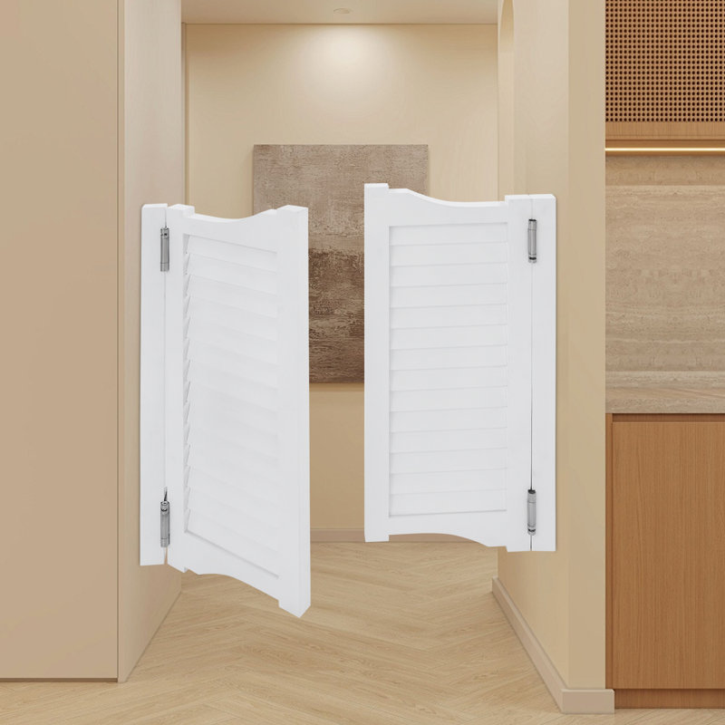 Solid Wood Paneled Café / Saloon Door, 35.43" H x 31.49" W, White