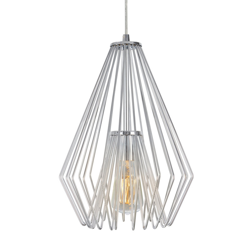 Luminaire suspendu géométrique 1 lumières simple Pursel, Chrome