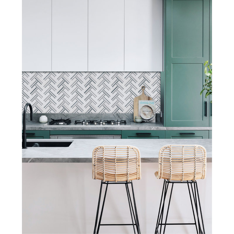 Carreau de mosaïque à motif de chevrons en marbre, Maurice