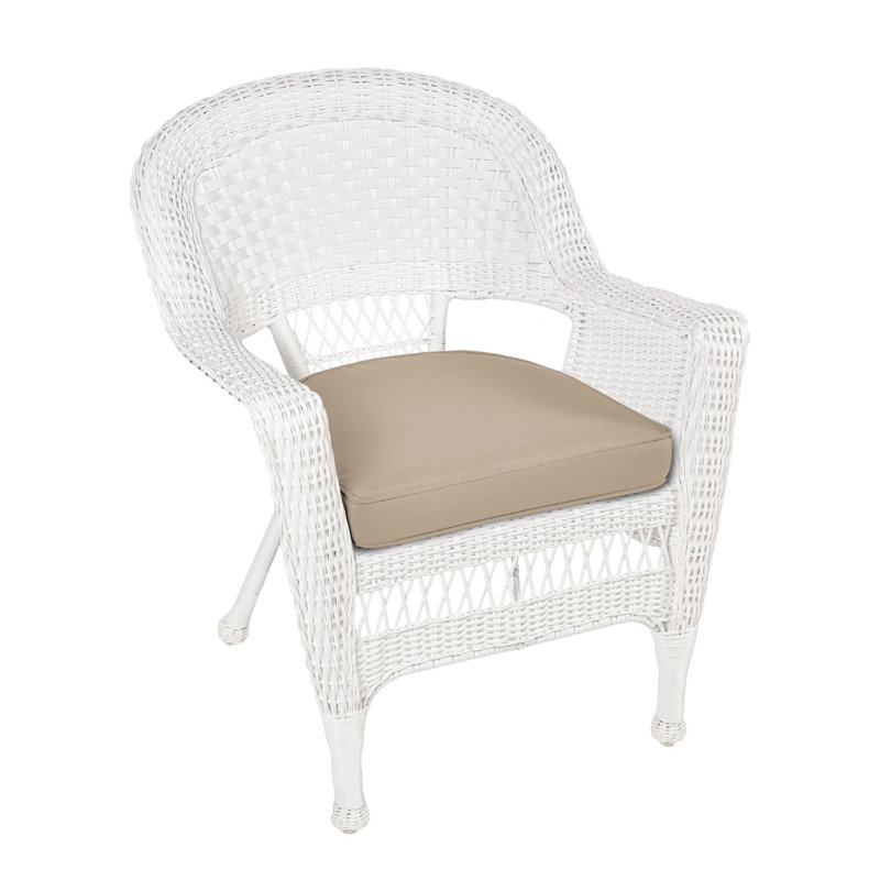 Chaise de patio avec coussins Arliss, Blanc, Brun clair