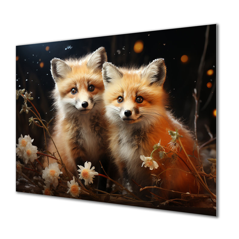 Printemps, renard mignon «S Gaze III», art mural animal en renard, H 30 po x l 40 po x P 1,5 po