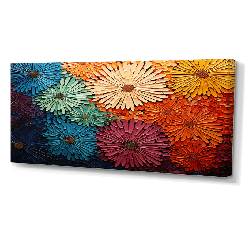 Mid Century Sunburst Serenade III - Art abstrait Mid-Century, Toile tendue, H 28 po x l 60 po, Sans cadre