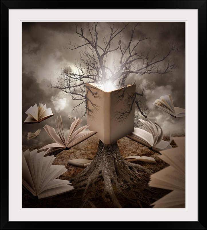Straub 'Old Tree Reading Story Book' by Angela Waye Graphic Art Print The Twillery Co.® 