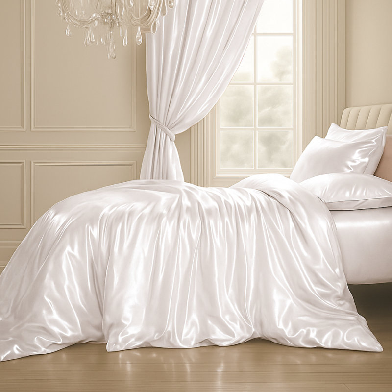 Silk No Pattern Duvet Cover, White, Double Duvet Cover