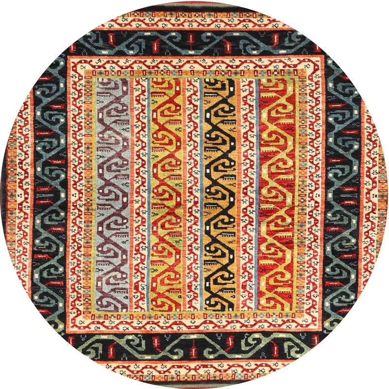Tapis contemporain noir / bleu, Rond 4 pi